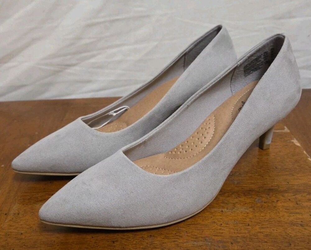 Dexflex Comfort Jeannie Women's Gray Faux Suede Pointed Toe Pumps Shoes Size 5.5